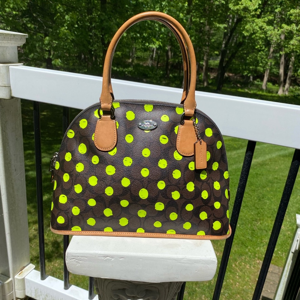 Coach Cora Neon Polka Dot Bag - Like New!